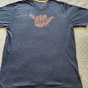 HOWLER BROS Men XL Orange Fish Shaka Hang Loose HANG 10 Surf Pinky Thumb Logo T